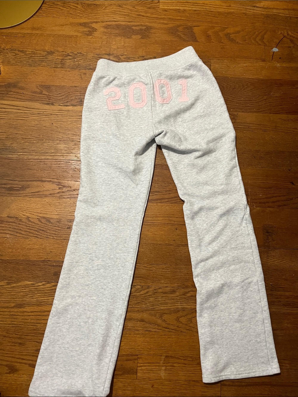 Hollister Light Gray Sweatpants with Pink "2001" Back Detail
